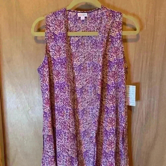 NWT LulaRoe Joy Open Front Vest Cardigan Purple Multi Color Small - Picture 3 of 15